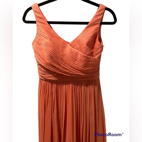 JCrew Silk Sheer Chiffon Heidi Gown- Pastel Coral Formal Bridesmaid Dress-size 2 - Picture 2 of 15